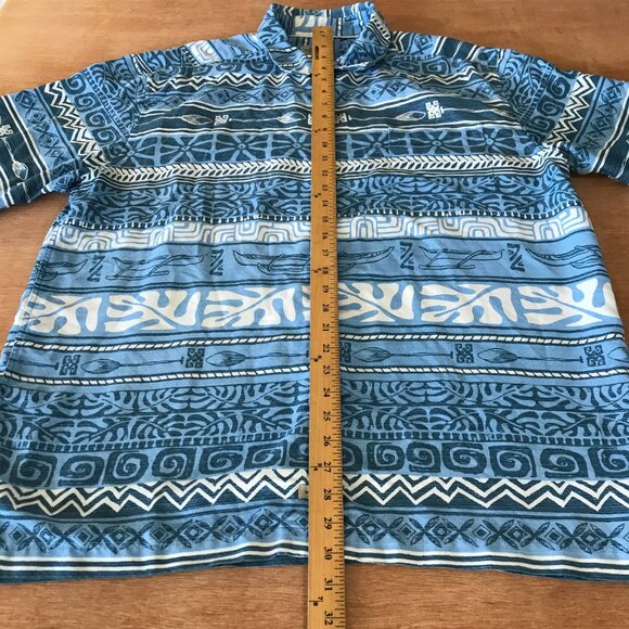 Quicksilver Waterman Collection Comfort Fit Shirt Men XL Blue Geometric Tribal - Picture 5 of 13